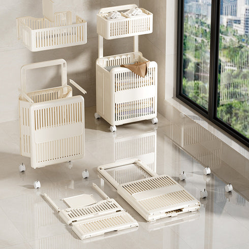 Household Toilet Laundry Baskets Double-layer Large Capacity Foldable Laundry Basket